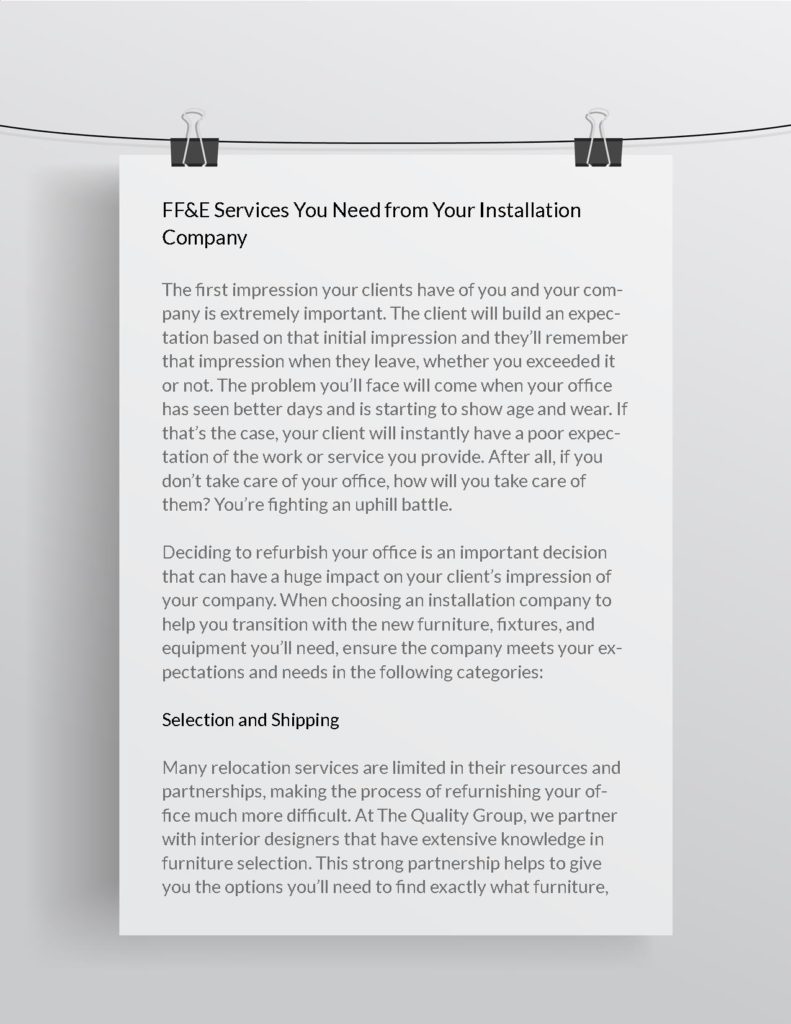 Quality Group FF&E Blog