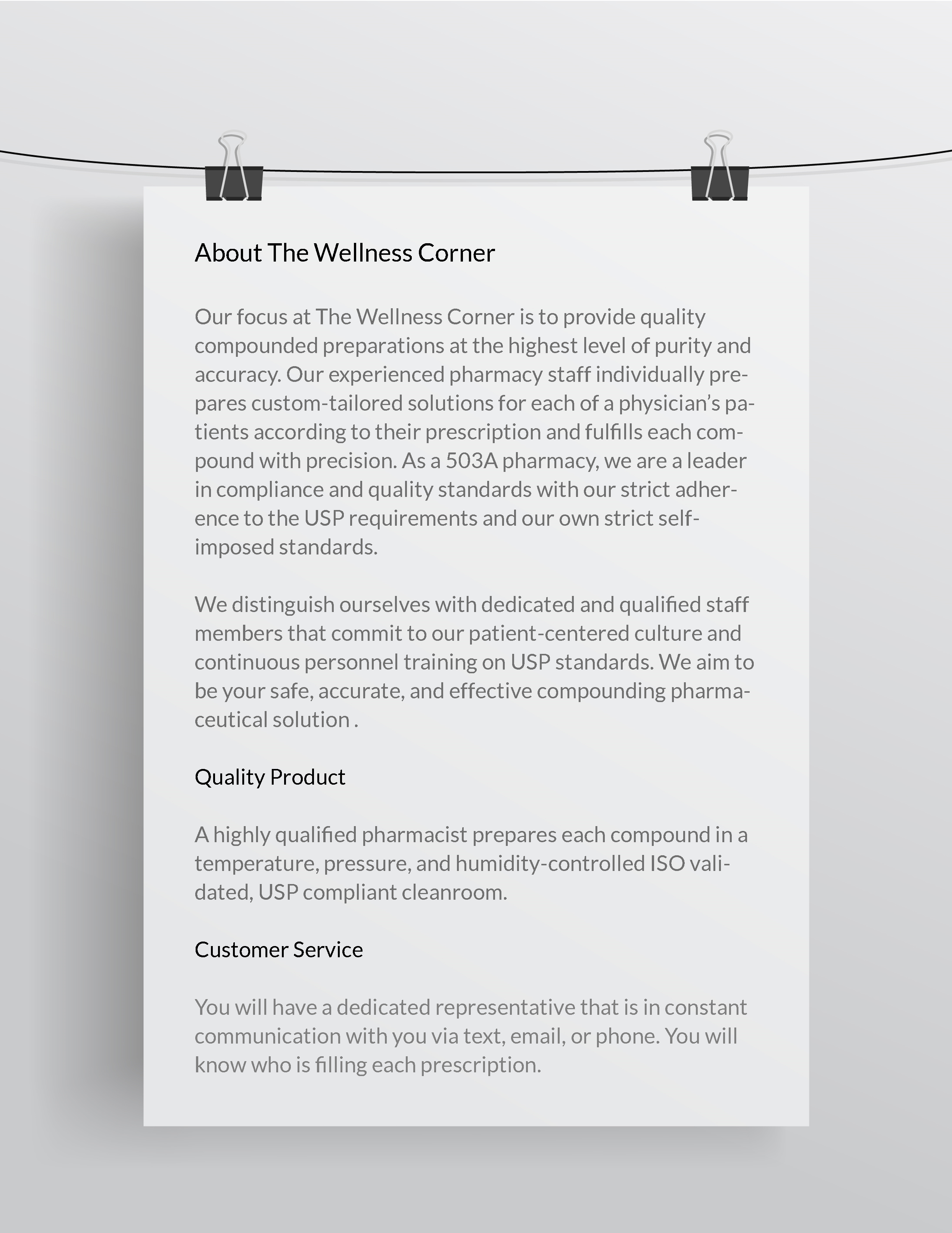 The Wellness Corner Brochure Content